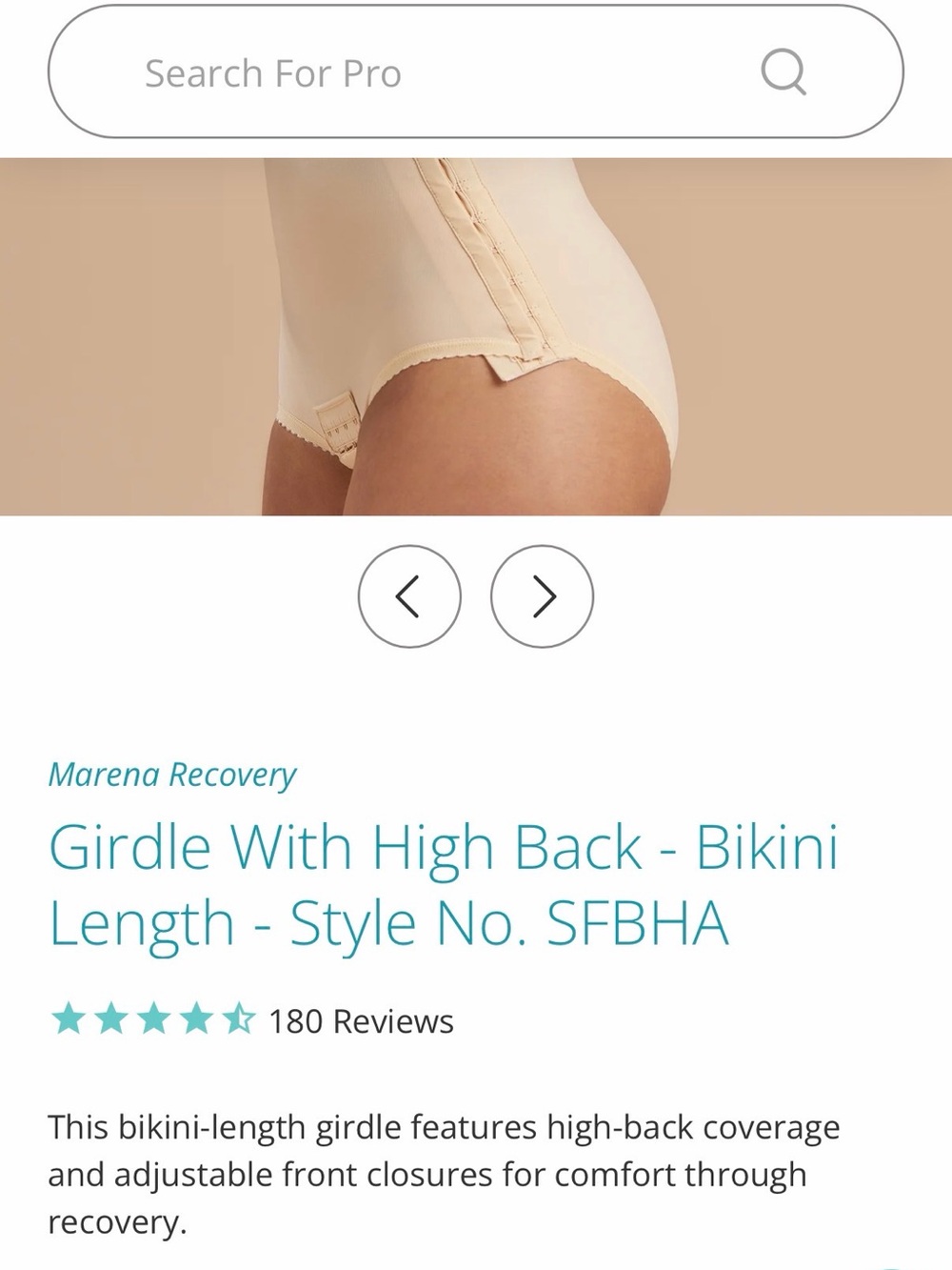 Marena Recovery Bikini-Length High-Back Girdle with front closure in BLACK.